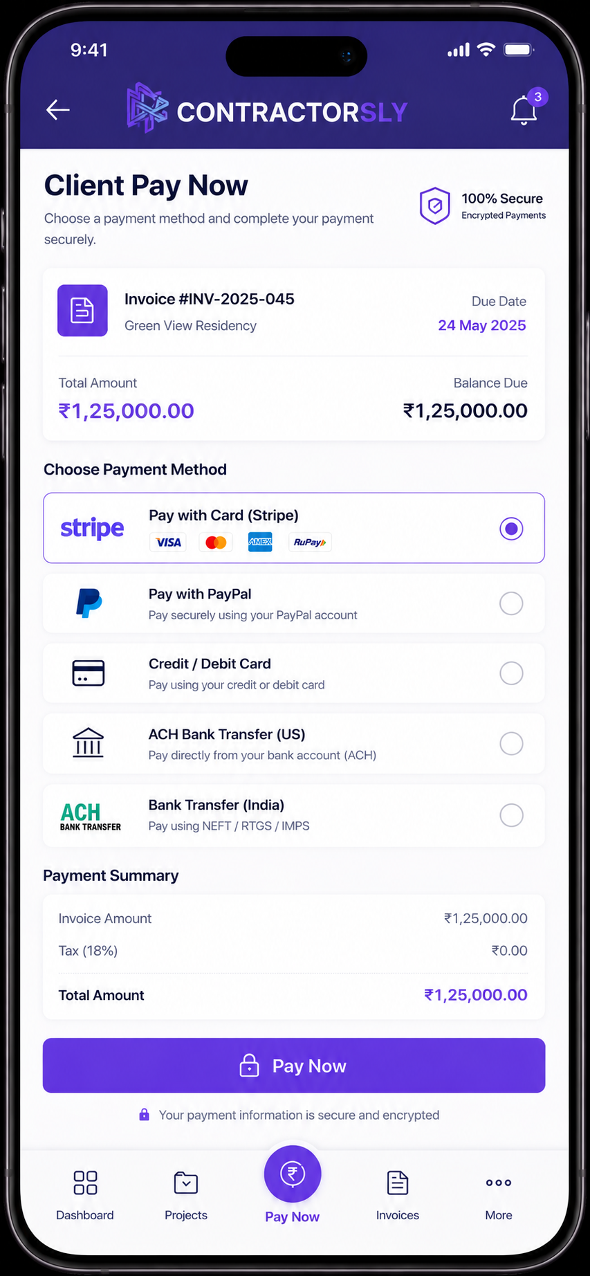 Stripe payment portal preview