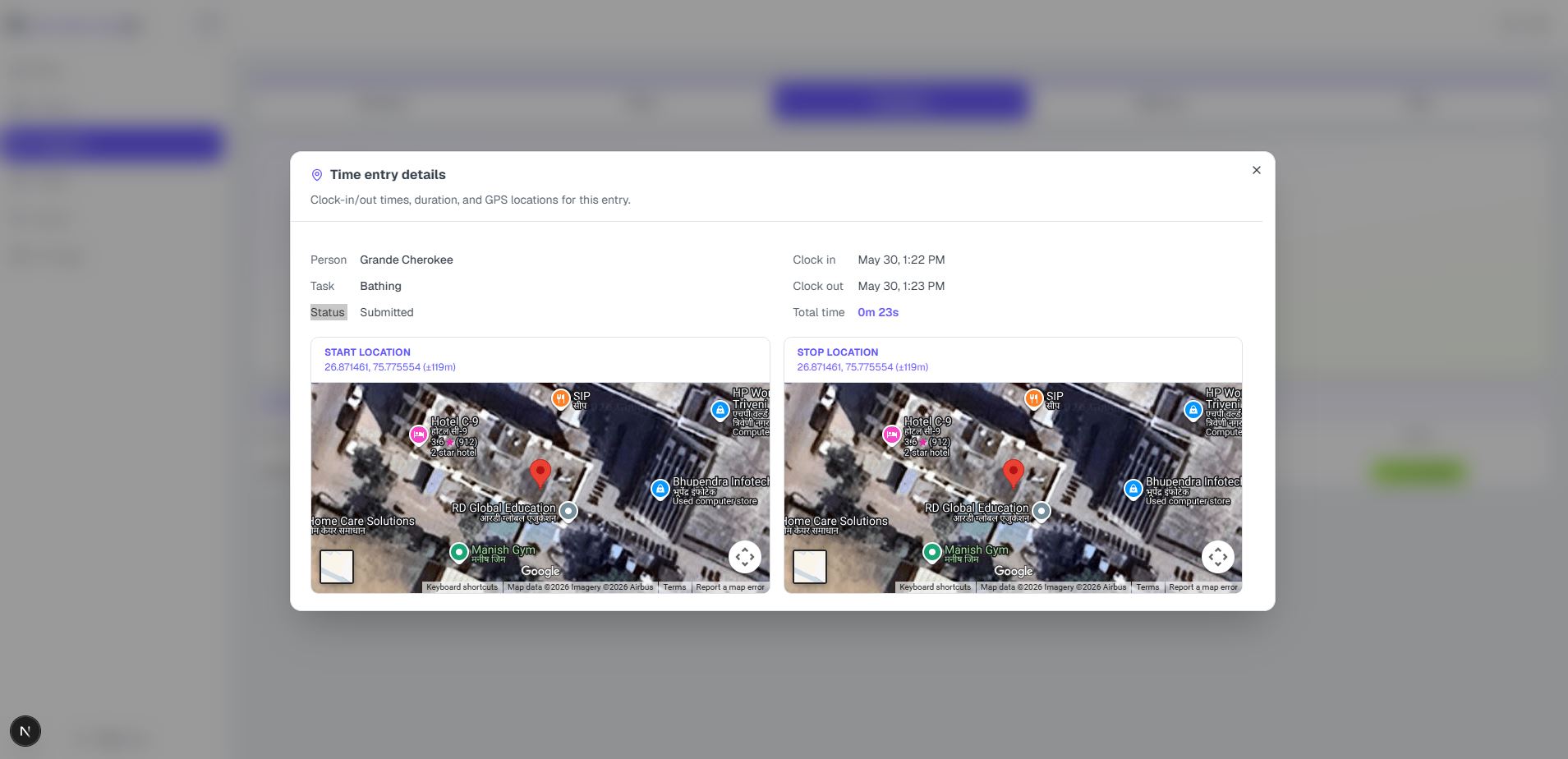 Geolocation timeline and map preview